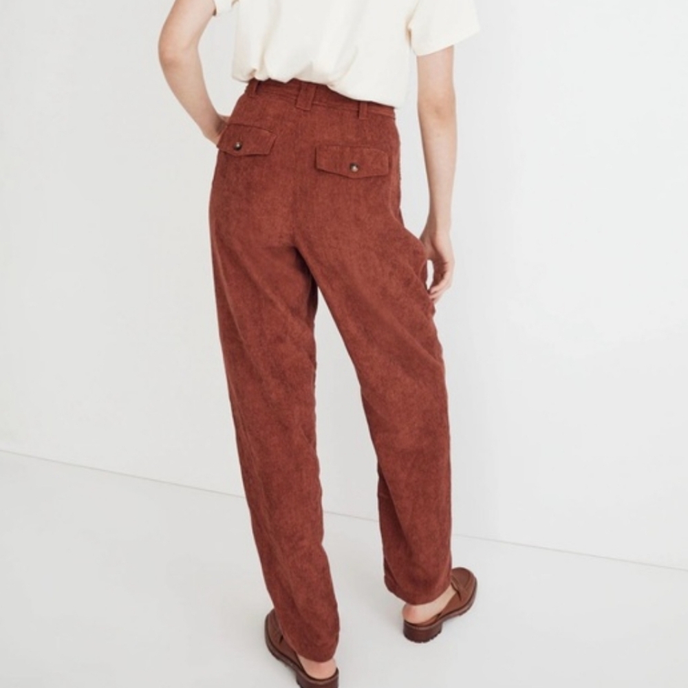 Madewell Corduroy High-Rise Tapered Pants Size 10 Dusty Redwood - Picture 4 of 15